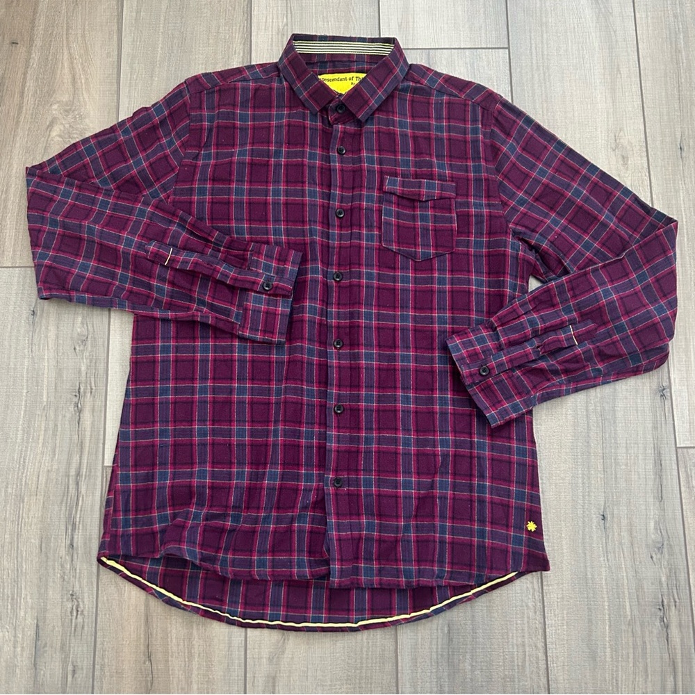 Descendant of Thieves by Dres Ladro Men's Long Sleeve Flannel Shirt Size Large